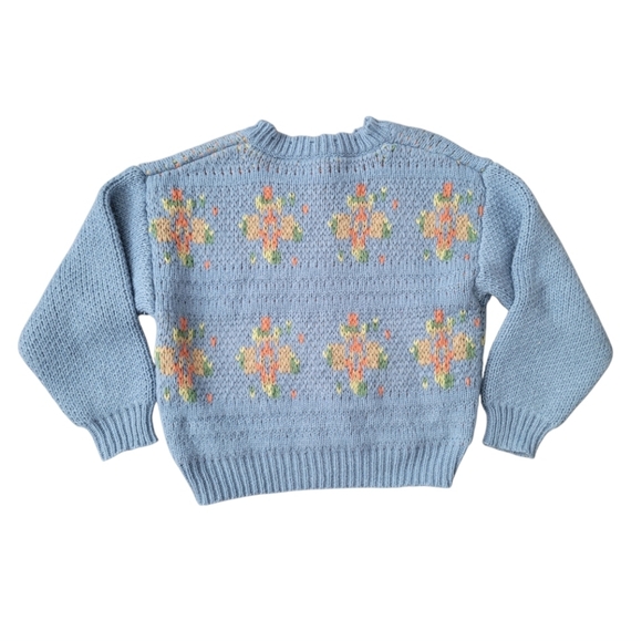 Bailey Rose Antique Floral Button Down Thick Knit Cardigan Sweater Shabby Chic S - Picture 4 of 11